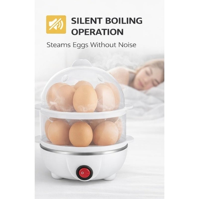 14 Egg Electric Egg Boiler 350W Double Layer Egg Cooker Automatic Shut Off Stainless Steel Heating Plate Fast Cooking Kitchen Egg Steamer - Image 5