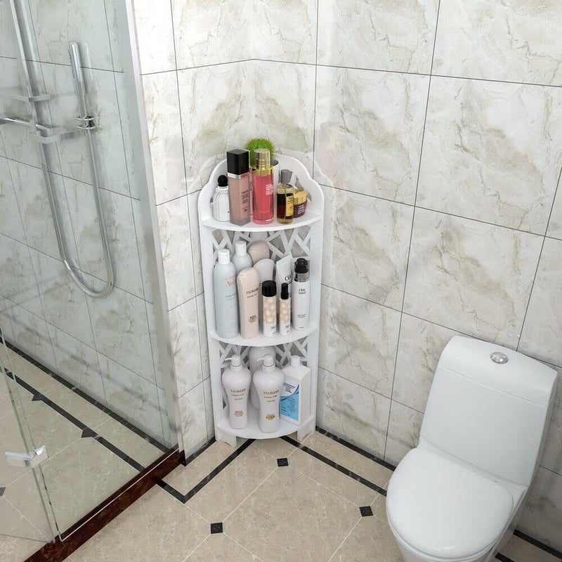 LINGWEI Corner Shelf Stand - Bathroom Storage Organizer, Waterproof 3-Tier Rack for Small Spaces, Perfect for Bathroom, Kitchen, and Home Décor, White (Style-2) - Image 4