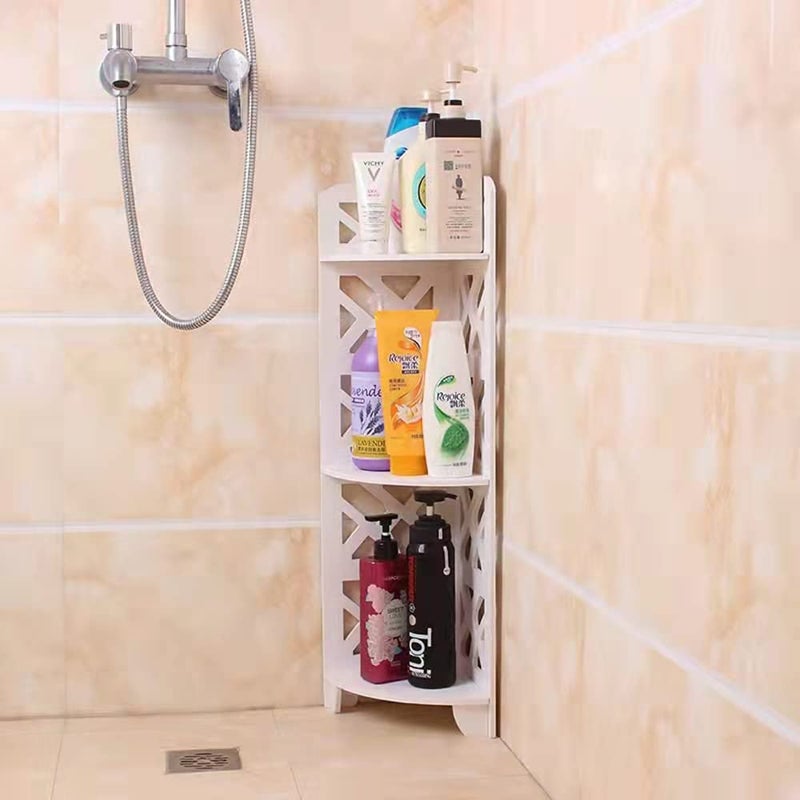 LINGWEI Corner Shelf Stand - Bathroom Storage Organizer, Waterproof 3-Tier Rack for Small Spaces, Perfect for Bathroom, Kitchen, and Home Décor, White (Style-2) - Image 3