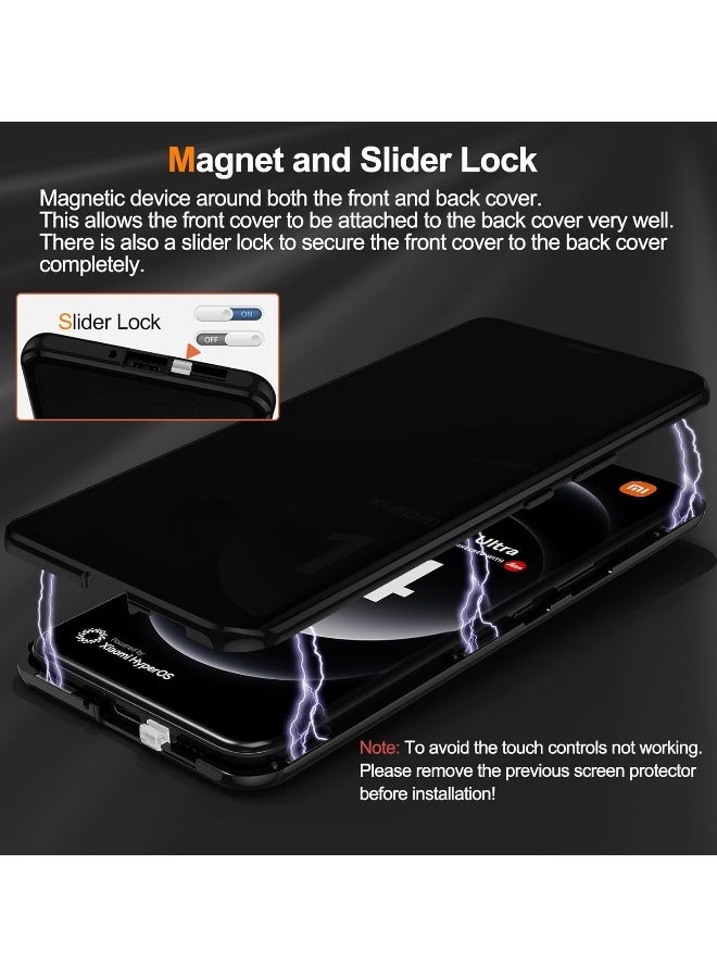 Compatible with Xiaomi 14 Ultra 5G Case, Privacy Case Magnetic Adsorption, Front  Back 360 Degree Total Protection Case with Anti Spy Tempered Glass - Image 5