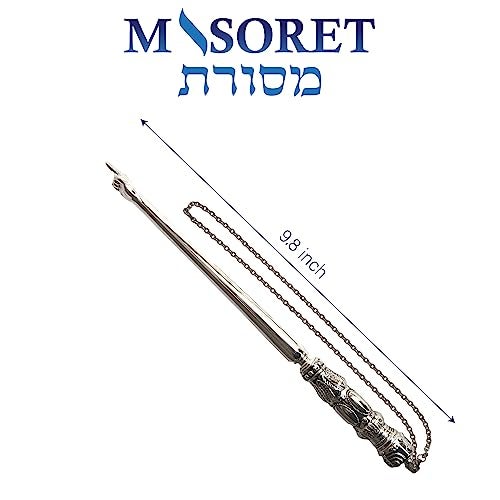 MASORET Modern Nickel Yad Torah Pointer: Fine, Elegant Carved Handle with Hand with Extended Finger Pointed; Protects Jewish Israelis Scrolls, 9.8 Inch - Image 3