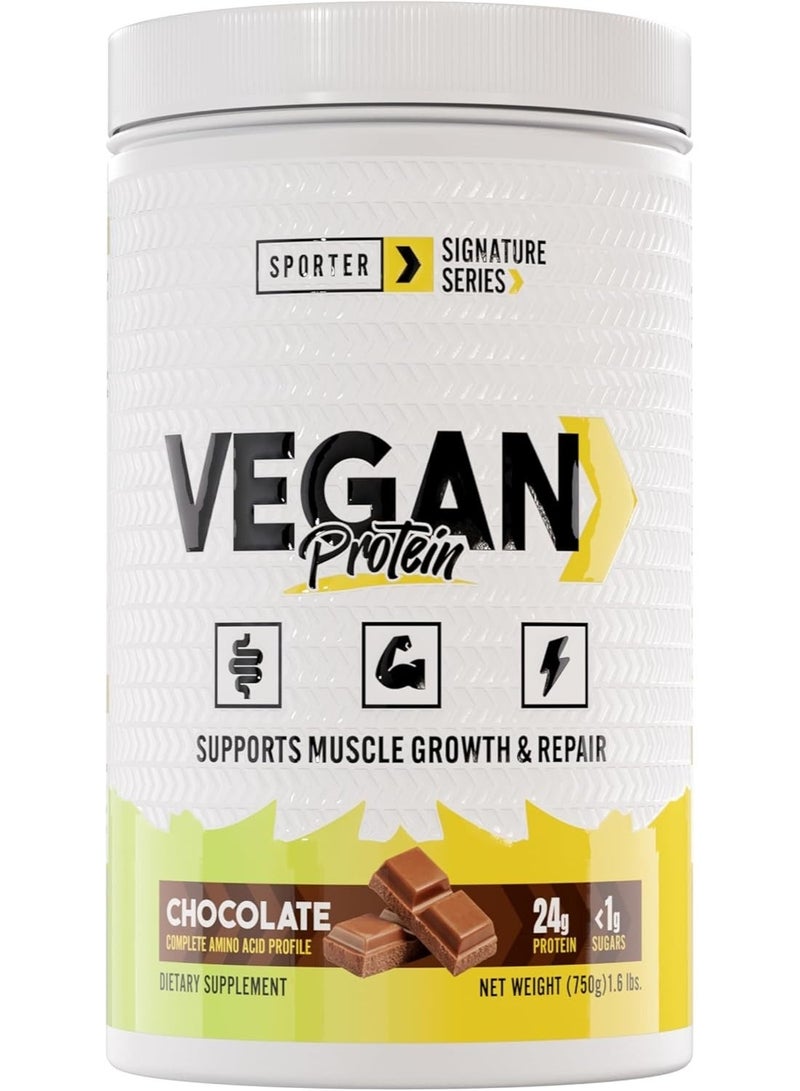 Sporter Vegan Protein, Soy and Pea Protein Isolate, Plant-Based, 25g Protein, 25 Servings, 750g, Muscle Recovery (750 Grams, Chocolate) - Image 1