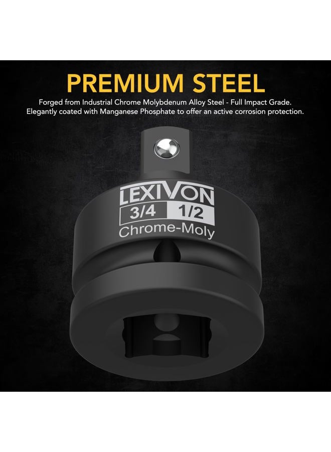 LEXIVON 3/4-Inch Impact Socket Adapter, 3/4" Female to 1/2" Male Reducer | 20mm to 12.5mm, Made of Premium Quality Chrome Vanadium Steel, Fully Impact Rated (LX-402) - Image 2