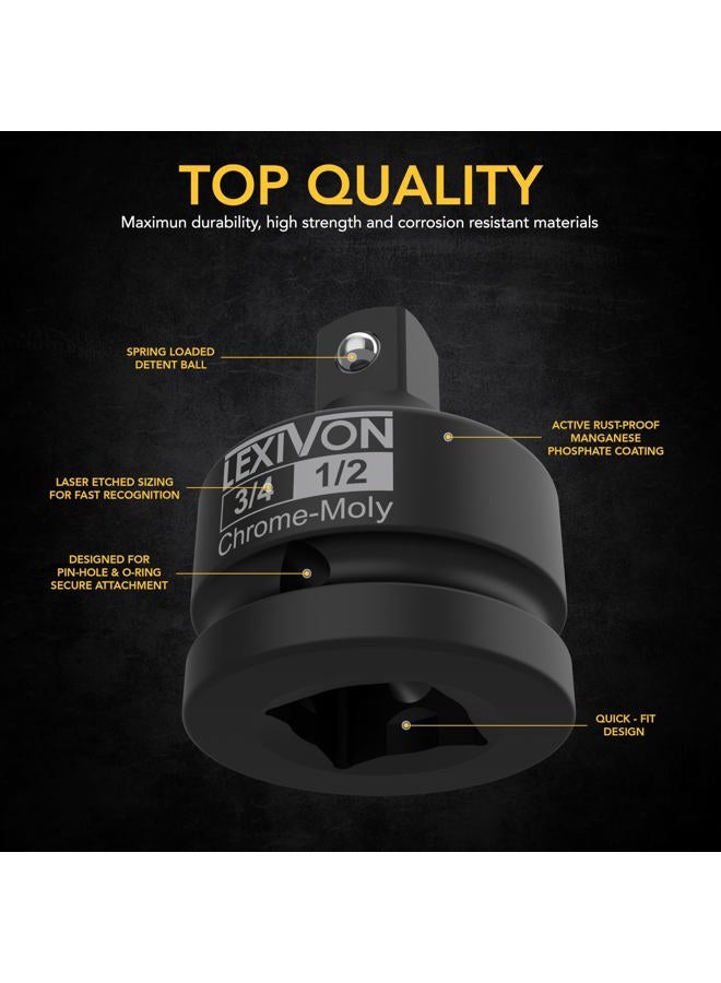 LEXIVON 3/4-Inch Impact Socket Adapter, 3/4" Female to 1/2" Male Reducer | 20mm to 12.5mm, Made of Premium Quality Chrome Vanadium Steel, Fully Impact Rated (LX-402) - Image 3