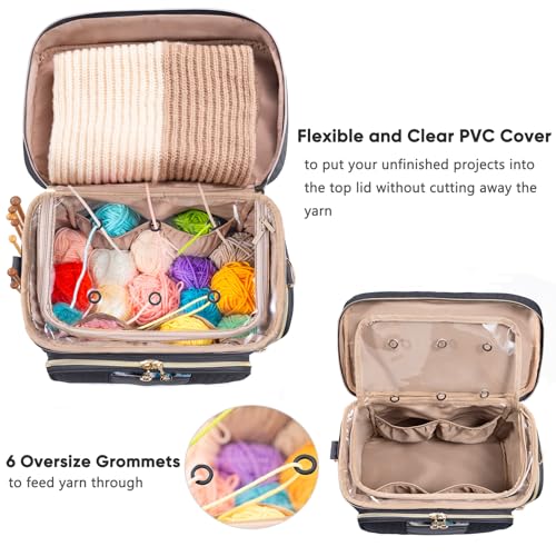 MYBAGZING Crochet Bag Organizer Yarn Bags for Crocheting Crochet Storage Bag with Pockets for Crochet Hooks Crochet Accessories Yarn Organizers Yarn Holders for Crocheting Knitting Bags - Image 3