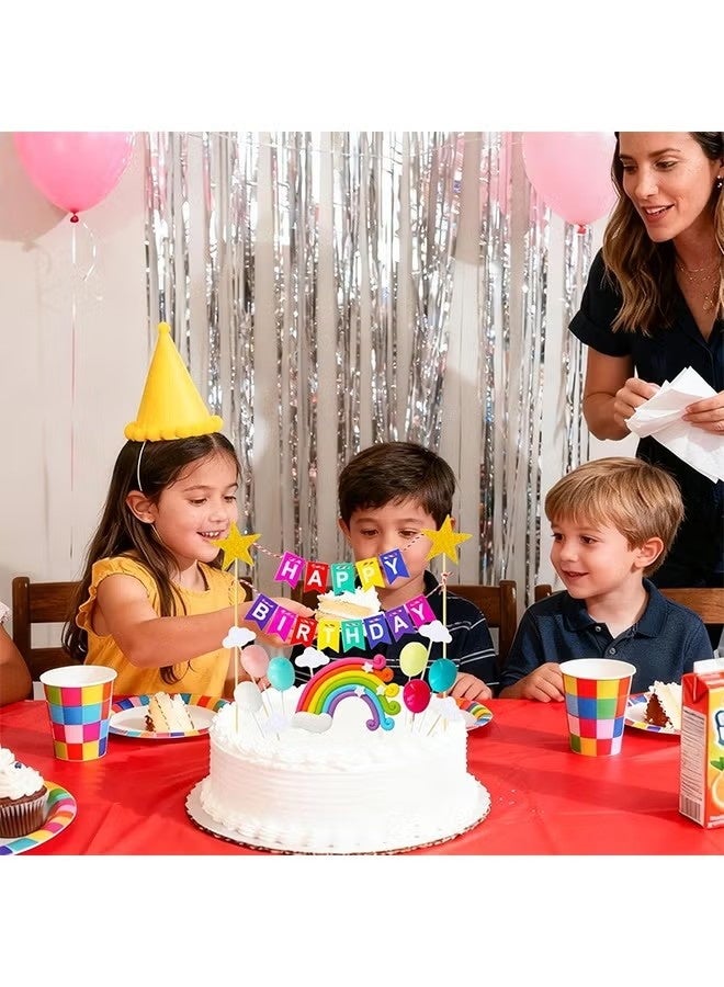 22 Pcs Rainbow Cake Toppers, Happy Birthday Banner, Star, Cloud, Balloon Cake Decorations, Cake/Cupcake Topper for Boy Girl Birthday Baby Shower Party (Happy Birthday Banner) - Image 3