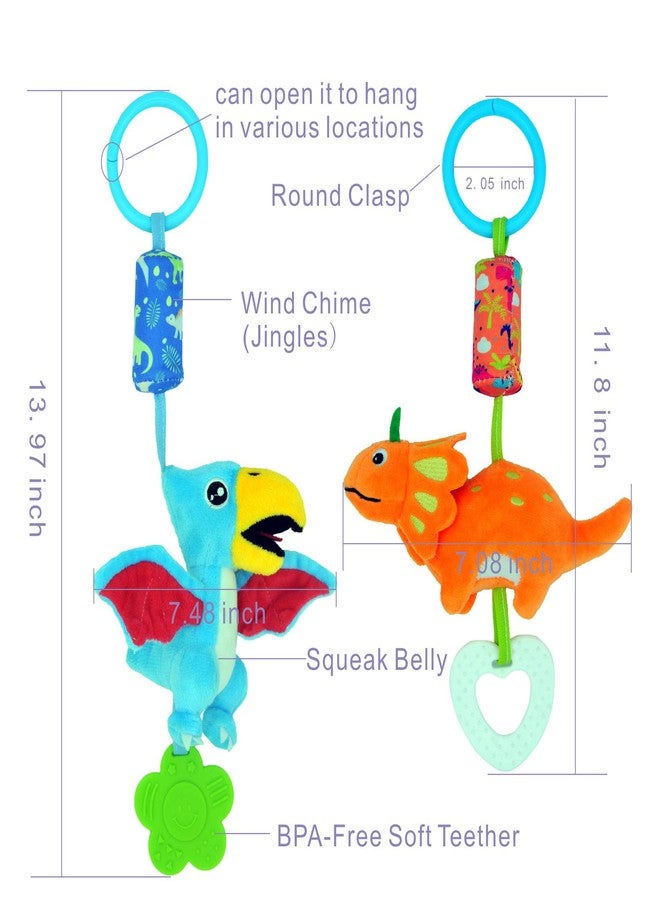 Gebra Baby Toys for 0 3 6 9 12 Months, Soft Rattle Wind Chime Car Seat Crib Stroller Toys, Dinosaur Baby Hanging Toys Birthday for Baby Boys and Girls - Image 2