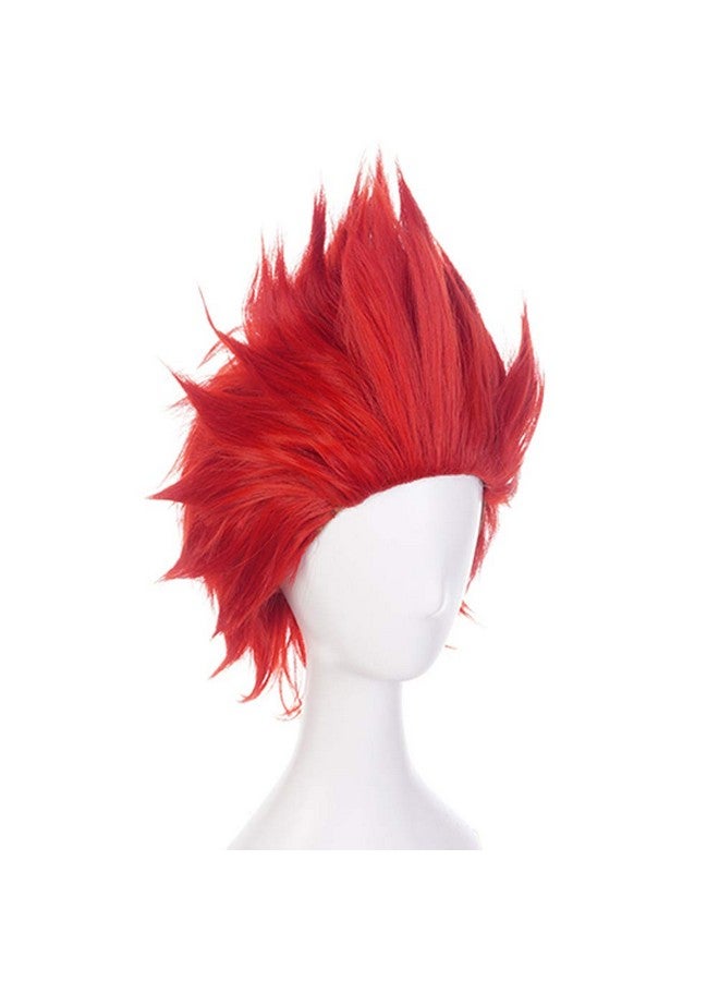 Anogol Wig Cap+ Short Red Anime Cosplay Wig Angry Wig Synthetic Red Hair Angry Outfit Red Spiky Wig Short Red Wig for Men Halloween Christmas Party Costume Wig Short Red Crazy Wig - Image 3