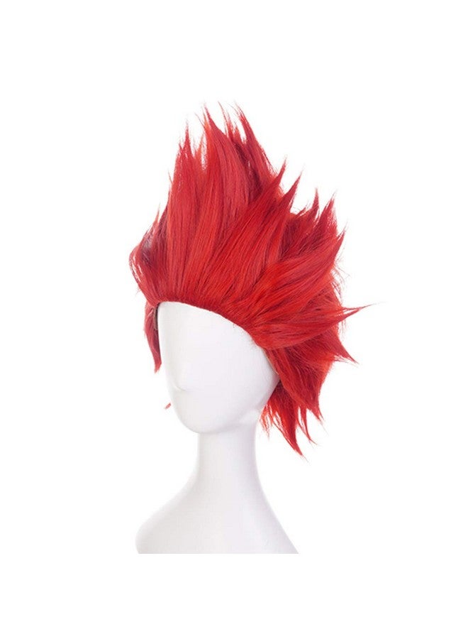 Anogol Wig Cap+ Short Red Anime Cosplay Wig Angry Wig Synthetic Red Hair Angry Outfit Red Spiky Wig Short Red Wig for Men Halloween Christmas Party Costume Wig Short Red Crazy Wig - Image 4