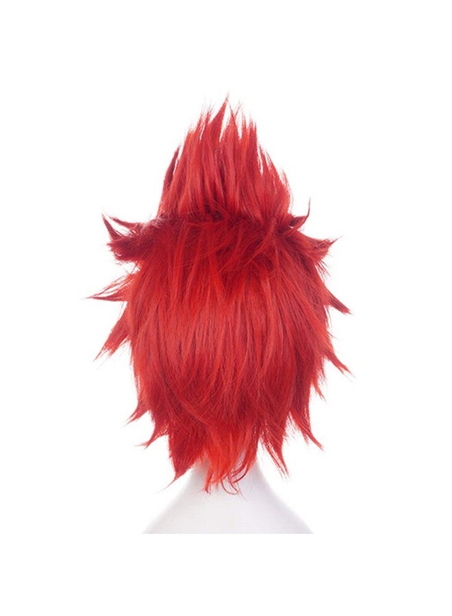 Anogol Wig Cap+ Short Red Anime Cosplay Wig Angry Wig Synthetic Red Hair Angry Outfit Red Spiky Wig Short Red Wig for Men Halloween Christmas Party Costume Wig Short Red Crazy Wig - Image 5