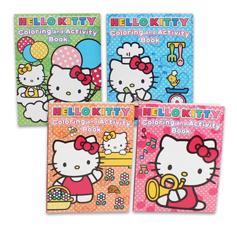 Bendon Publishing Hello Kitty Coloring and Activity Books Super Set ~ 4 Hello Kitty Books, Stickers, and Beach Kids Door Hanger