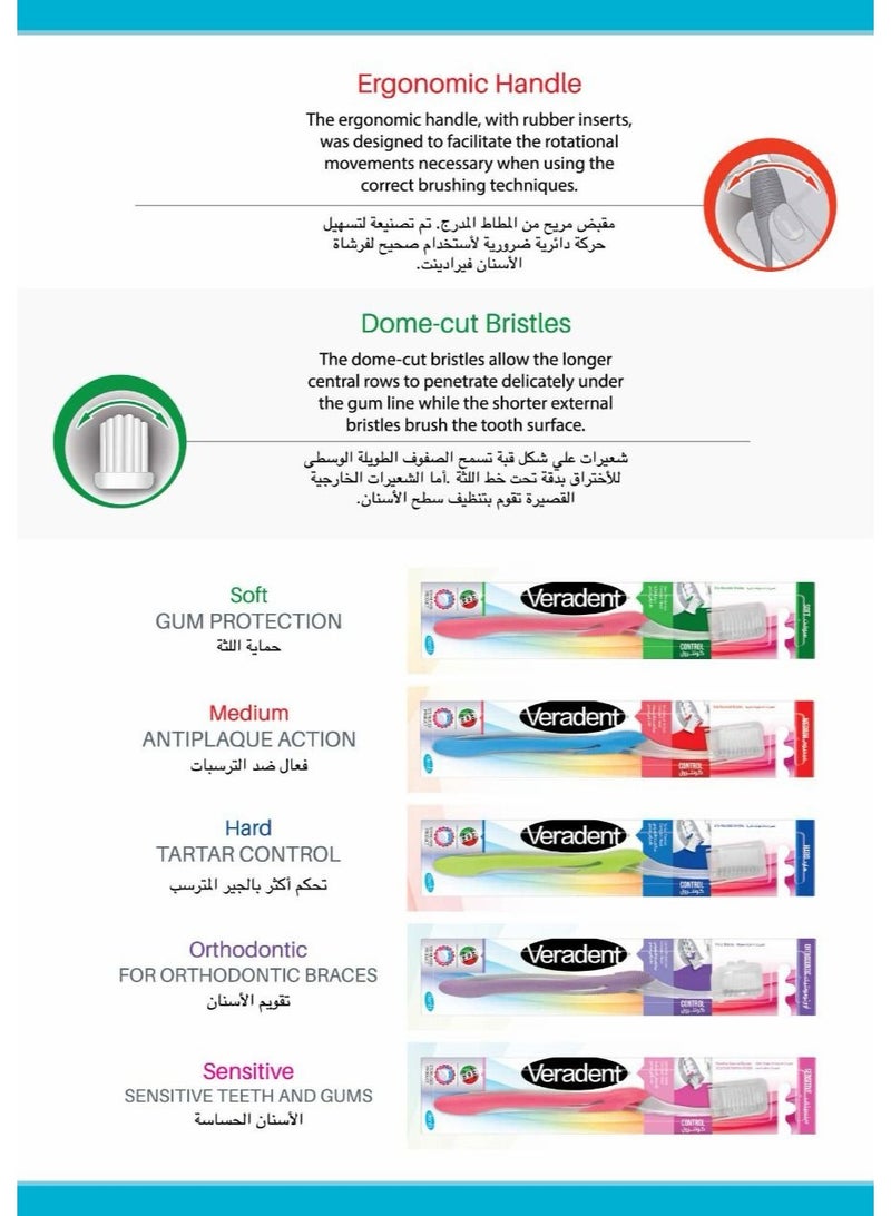 Veradent Oral Care Set – 2 Hard Toothbrushes (2 Different Colors) + Elastic Dental Floss with Mint Flavor - Image 3