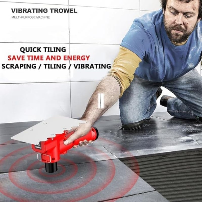 12000Rpm Concrete Finishing Tool Tile Vibrator, 20CM Blade Electric Screed Cement Surface Leveling Tamper Ruler with Scraper for Concrete Processing - Image 2