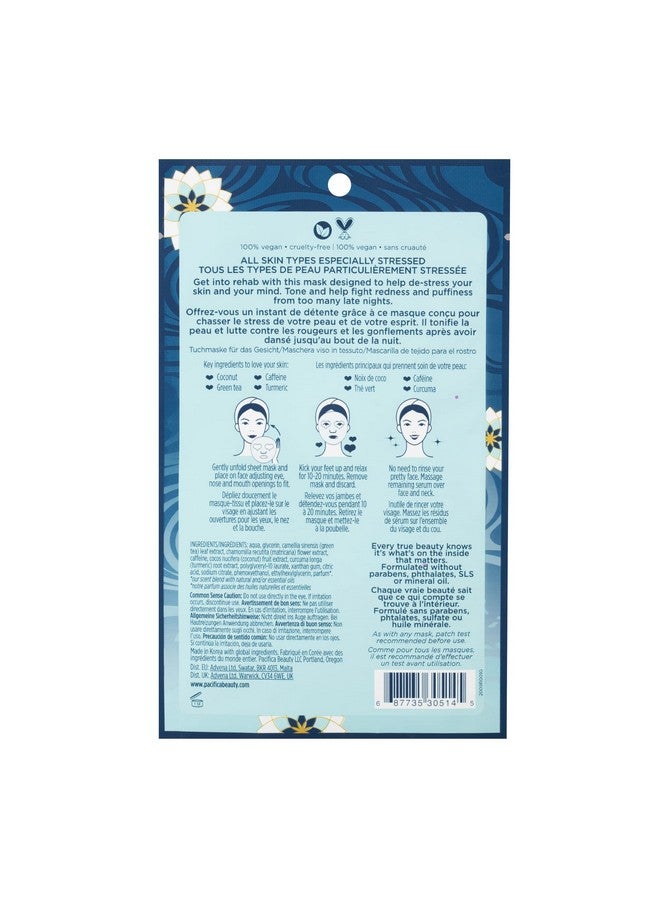 Pacifica Sheet Mask - Stress Rehab with Coconut, Caffeine & Green Tea - De-Stress Facial Mask for Puffiness & Redness Relief, Vegan & Cruelty-Free, 1 Sheet - Image 3