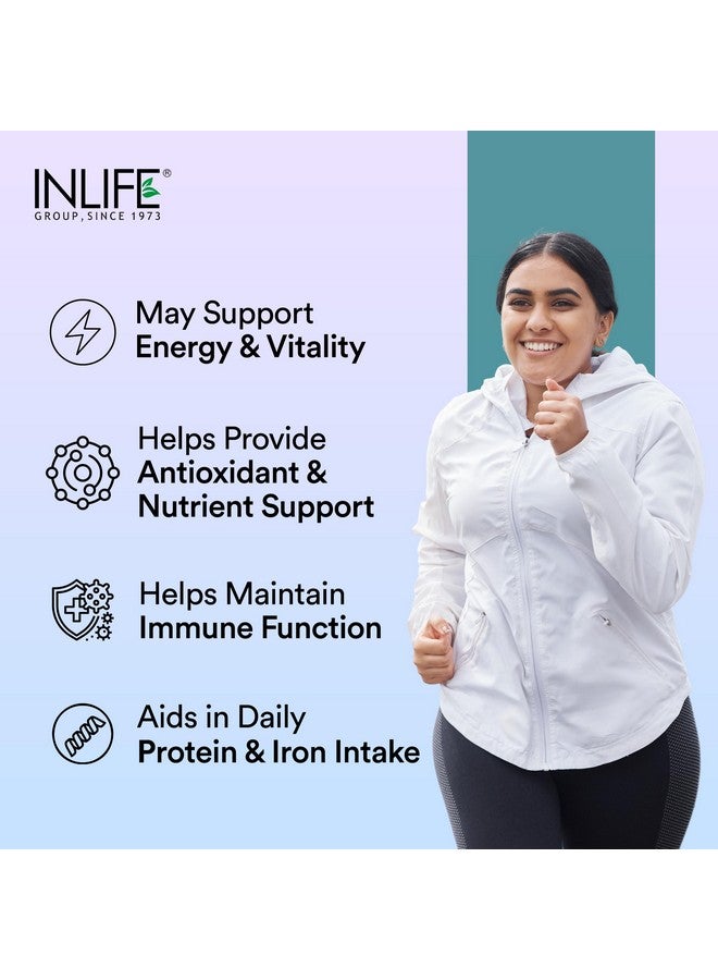 INLIFE Spirulina Tablets 2000 mg (per serving) | Green Superfood Supplement | Nutritional Supplement Protein Fiber Antioxidants - 120 Tablets (Pack of 1, 120, count) - Image 3