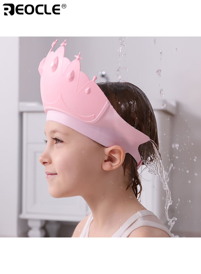 REOCLE Baby Shower Cap with Ear Protection Waterproof and Adjustable Bath Hat for Safety Crown Silicone Hair Wash Shield Protection for Children Below 6 Years - Image 1