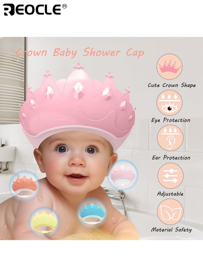 REOCLE Baby Shower Cap with Ear Protection Waterproof and Adjustable Bath Hat for Safety Crown Silicone Hair Wash Shield Protection for Children Below 6 Years - Image 2