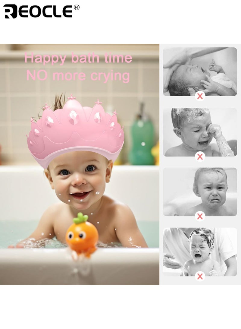 REOCLE Baby Shower Cap with Ear Protection Waterproof and Adjustable Bath Hat for Safety Crown Silicone Hair Wash Shield Protection for Children Below 6 Years - Image 3