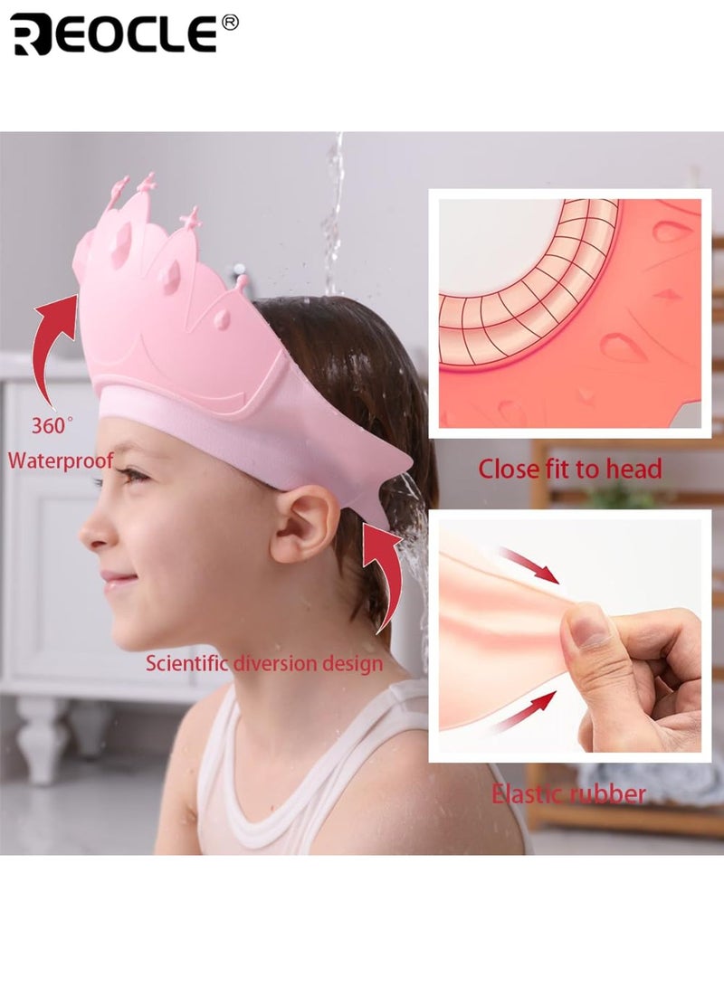 REOCLE Baby Shower Cap with Ear Protection Waterproof and Adjustable Bath Hat for Safety Crown Silicone Hair Wash Shield Protection for Children Below 6 Years - Image 4