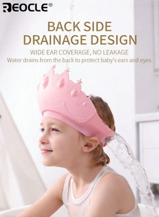 Baby Shower Cap with Ear Protection Waterproof and Adjustable Bath Hat for Safety Crown Silicone Hair Wash Shield Protection for Children Below 6 Years - view 4