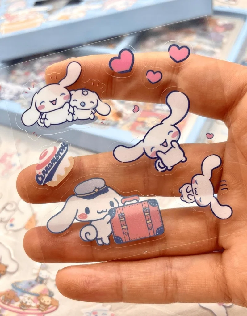 كاغيت جيمي دوكان Paper Ship Shop Sanrio Cinnamoroll Character 4 Section 100 Sheets Blue Box Sticker Set Bullet Journal Scrapbook