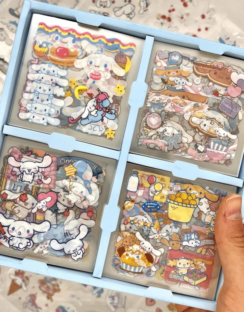 كاغيت جيمي دوكان Paper Ship Shop Sanrio Cinnamoroll Character 4 Section 100 Sheets Blue Box Sticker Set Bullet Journal Scrapbook