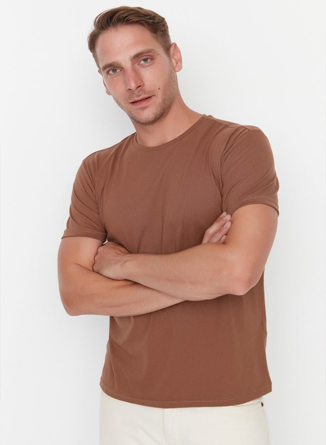 trendyol Brown Regular Fit Short Sleeve T-Shirt TMNSS22TS0271 - Image 1