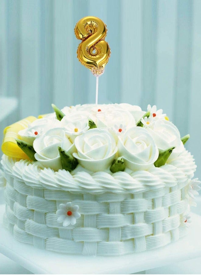 10 Pcs Number 0-9 Cake Toppers Foil Balloons, Happy Birthday Cake Decoration Digital, Party Balloons Mini Cupcake Topper, Wedding Birthday Party Dessert Supplies Decoration (Golden)  - Image 4