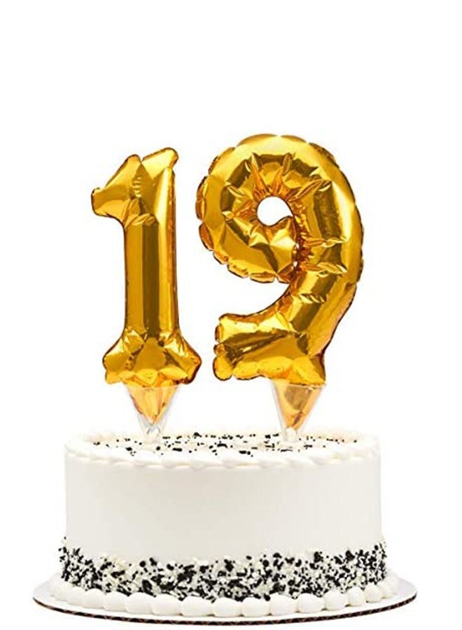 10 Pcs Number 0-9 Cake Toppers Foil Balloons, Happy Birthday Cake Decoration Digital, Party Balloons Mini Cupcake Topper, Wedding Birthday Party Dessert Supplies Decoration (Golden)  - Image 5