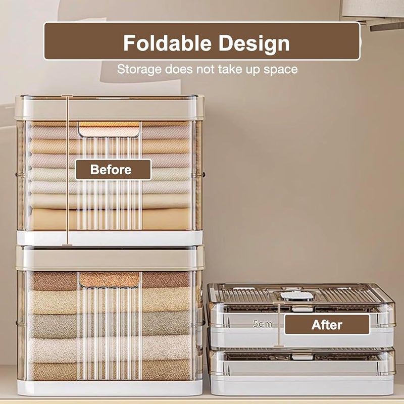 XVersion Foldable Plastic Organizer Drawers - Pullable Closet Wardrobe Organizer,47L x 30W x 22H Stackable Storage Basket with Adjustable Dividers, Space-Saving for Cupboard, Bedroom (XL gray) - Image 5