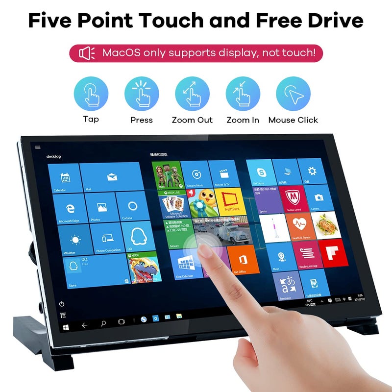 Hosyond شاشة لمسية IPS LCD بحجم 7 بوصات من هوسيوند، شاشة عرض بدقة 1024×600، شاشة سعة HDMI متوافقة مع Raspberry Pi 5/4B/3B+، BB Black، ويندوز 10 8 7 - Image 2