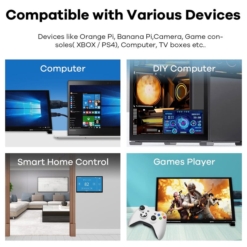 Hosyond شاشة لمسية IPS LCD بحجم 7 بوصات من هوسيوند، شاشة عرض بدقة 1024×600، شاشة سعة HDMI متوافقة مع Raspberry Pi 5/4B/3B+، BB Black، ويندوز 10 8 7 - Image 5