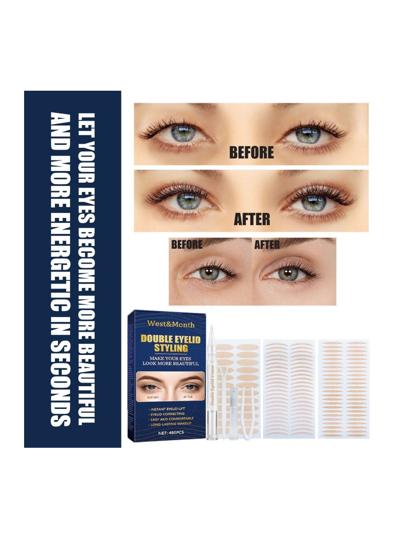 West&Month - Lace double eyelid patch invisible adhesive free natural mesh that sticks to the eyes when exposed to water, olive shaped - Image 1
