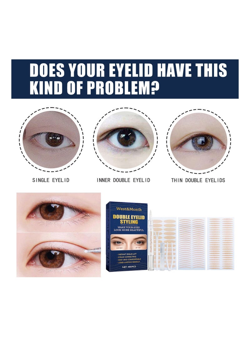 West&Month - Lace double eyelid patch invisible adhesive free natural mesh that sticks to the eyes when exposed to water, olive shaped - Image 1