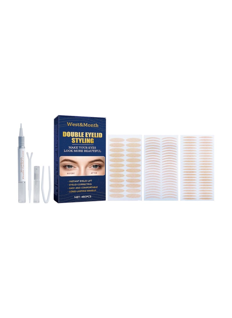 West&Month - Lace double eyelid patch invisible adhesive free natural mesh that sticks to the eyes when exposed to water, olive shaped - Image 1