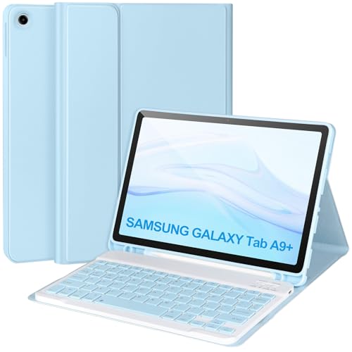 APHBZGE Keyboard Case for Samsung Galaxy Tab A9+/Plus 11’’ 2023(SM-X210/X216/X218),Case with Keyboard for Samsung Tab A9+ with S Pen Holder,Detachable Bluetooth Keyboard for Galaxy A9 Auto Wake/Sleep (Blue) - Image 1