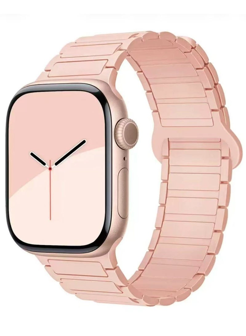حزام سيليكون مغناطيسي متوافق مع Apple Watch مقاس 42/44/45/46/49 مم، حزام رياضي ناعم بديل بإغلاق مغناطيسي آمن لسلسلة 1–10 و SE و Ultra - Image 1