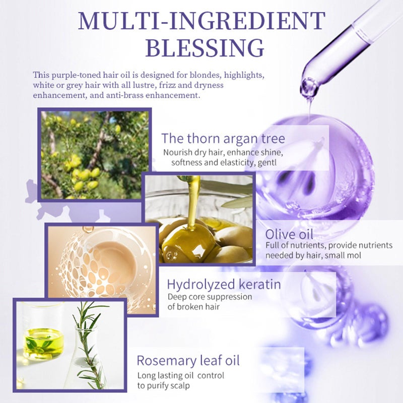 QANZIRE زيت الأركان المغربي، زيت أساسي للشعر الأرجواني - يجعل الشعر ناعماً ولامعاً، مرطب عميق، تحكم في التجاعيد، إصلاح الأطراف المتقصفة للشعر الجاف والتالف، زيت علاج للشعر الجاف والتجعد - 100 مل - Image 4