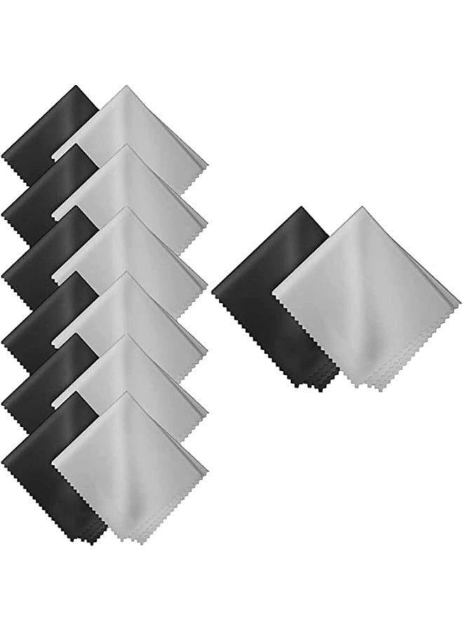 20 قطعة من قماش النظارات ، قماش تنظيف الألياف فائقة الدقة ، لتنظيف عدسات الكاميرا ، سماعات VR ، النظارات ، النظارات الشمسية ، الهاتف الذكي ، الأجهزة اللوحية ، التلفزيون الذكي وأجهزة الكمبيوتر المحمولة ، 15 × 18 سم ، 10 قطعة سوداء ، 10 قطعة رمادية - Image 1