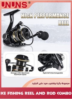 UNUNS Fishing Rod And Reel Combos,24" Telescopic Ice Fishing Rod,High Visibility Ice Fishing Pole Medium Heavy Fishing Pole For Men Women Kids,Fishing Gear For Walleye Perch Panfish Trout  - Image 3