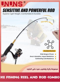 UNUNS Fishing Rod And Reel Combos,24" Telescopic Ice Fishing Rod,High Visibility Ice Fishing Pole Medium Heavy Fishing Pole For Men Women Kids,Fishing Gear For Walleye Perch Panfish Trout  - Image 2