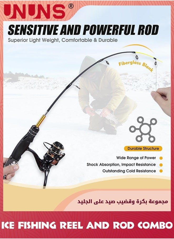 UNUNS Fishing Rod And Reel Combos,24" Telescopic Ice Fishing Rod,High Visibility Ice Fishing Pole Medium Heavy Fishing Pole For Men Women Kids,Fishing Gear For Walleye Perch Panfish Trout  - Image 2