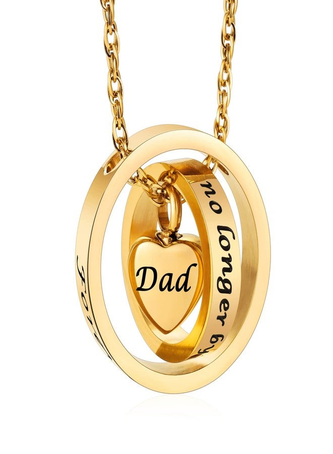 XIUDA Urn Necklace for Ashes No Longer by My Side, Forever in My Heart Carved Locket Cremated Ashes Necklace for Dad(Gold) - Image 1