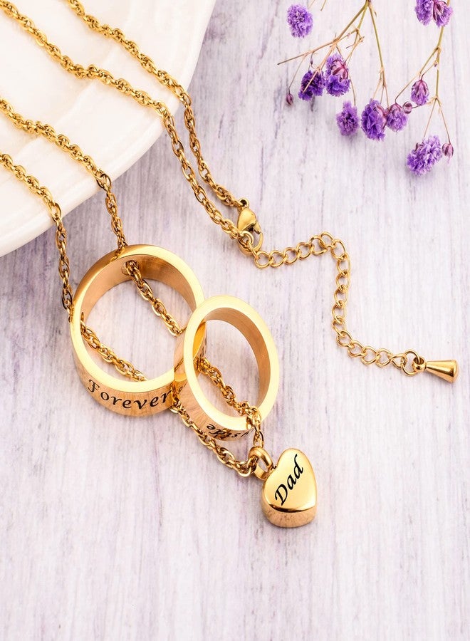 XIUDA Urn Necklace for Ashes No Longer by My Side, Forever in My Heart Carved Locket Cremated Ashes Necklace for Dad(Gold) - Image 5