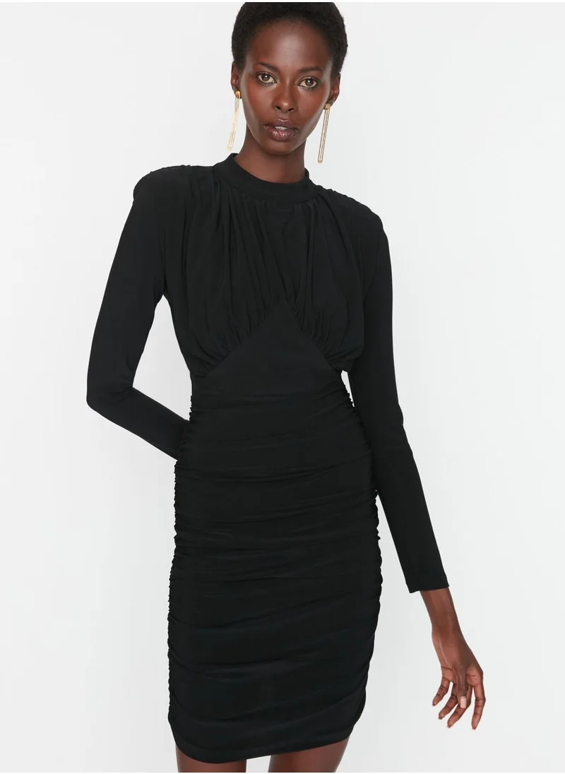 trendyol High Neck Ruched Dress