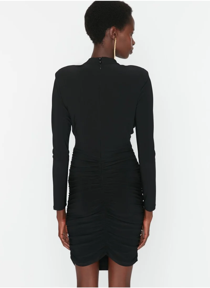 trendyol High Neck Ruched Dress