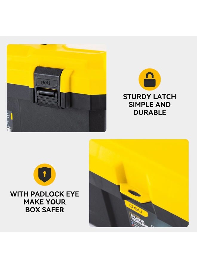 DELI 16-inch Tool Box with Removable Tray, Small Parts Box On The Lid, Tray Can be Removed - Image 4