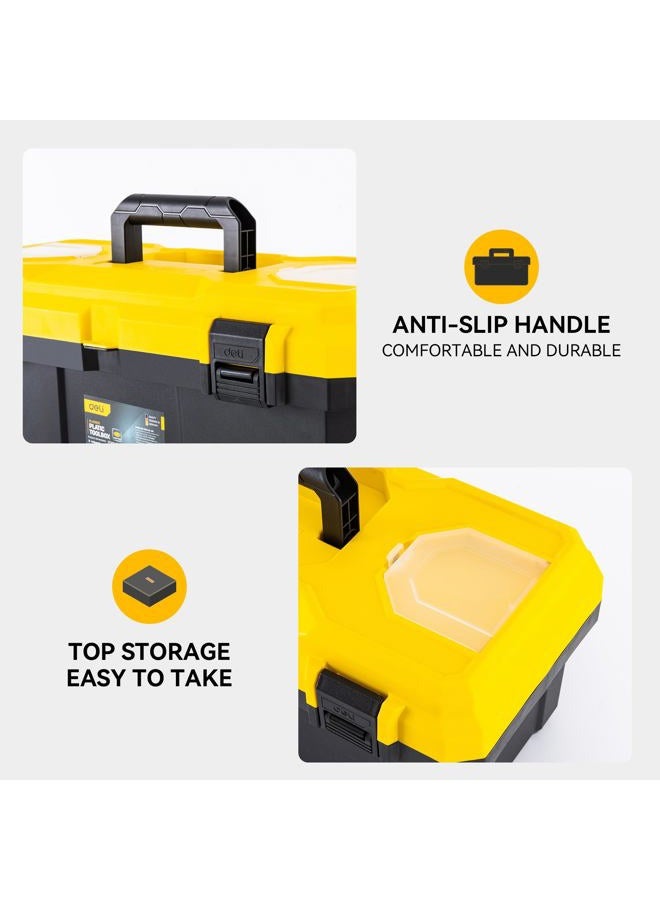 DELI 16-inch Tool Box with Removable Tray, Small Parts Box On The Lid, Tray Can be Removed - Image 3