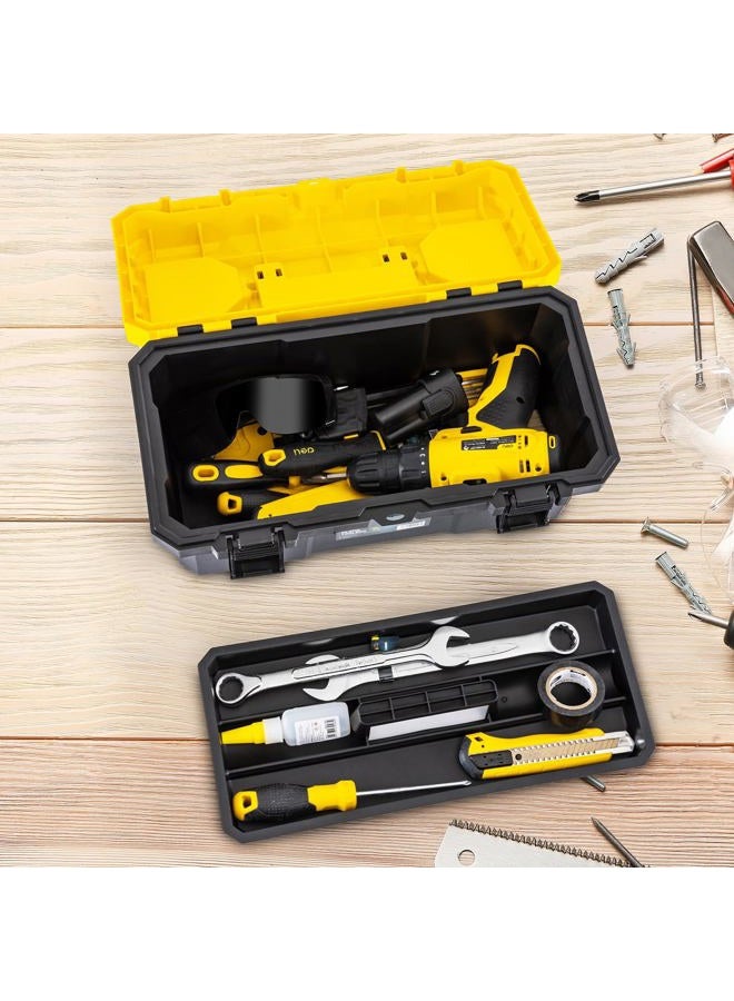 DELI 16-inch Tool Box with Removable Tray, Small Parts Box On The Lid, Tray Can be Removed - Image 5