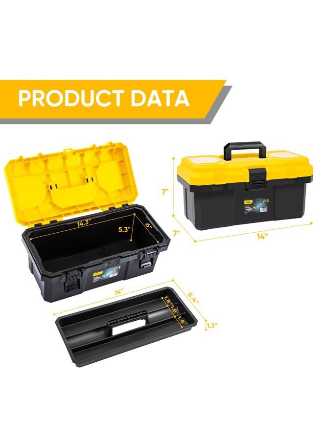 DELI 16-inch Tool Box with Removable Tray, Small Parts Box On The Lid, Tray Can be Removed - Image 2